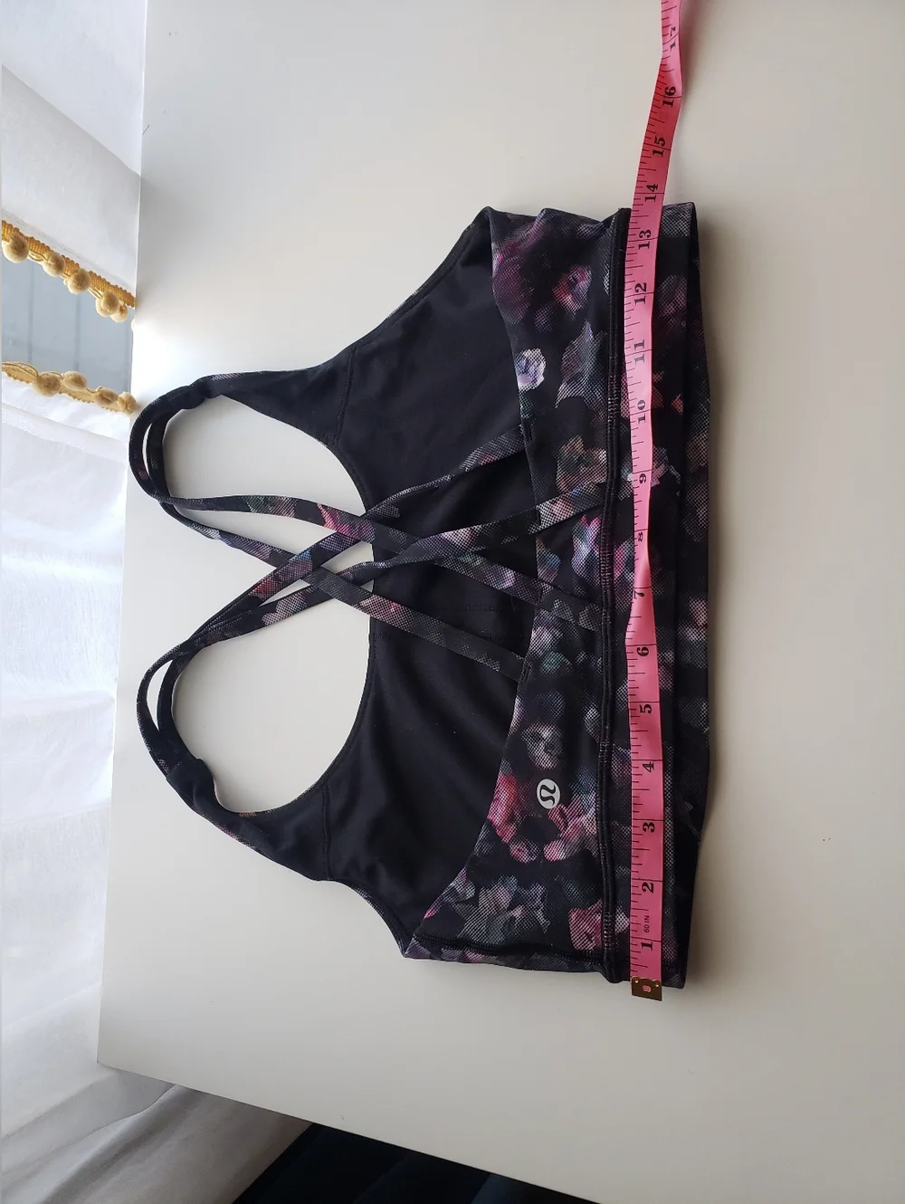 lululemon Energy Bra Black Floral Sports Bra Size 10 - Picture 4 of 5